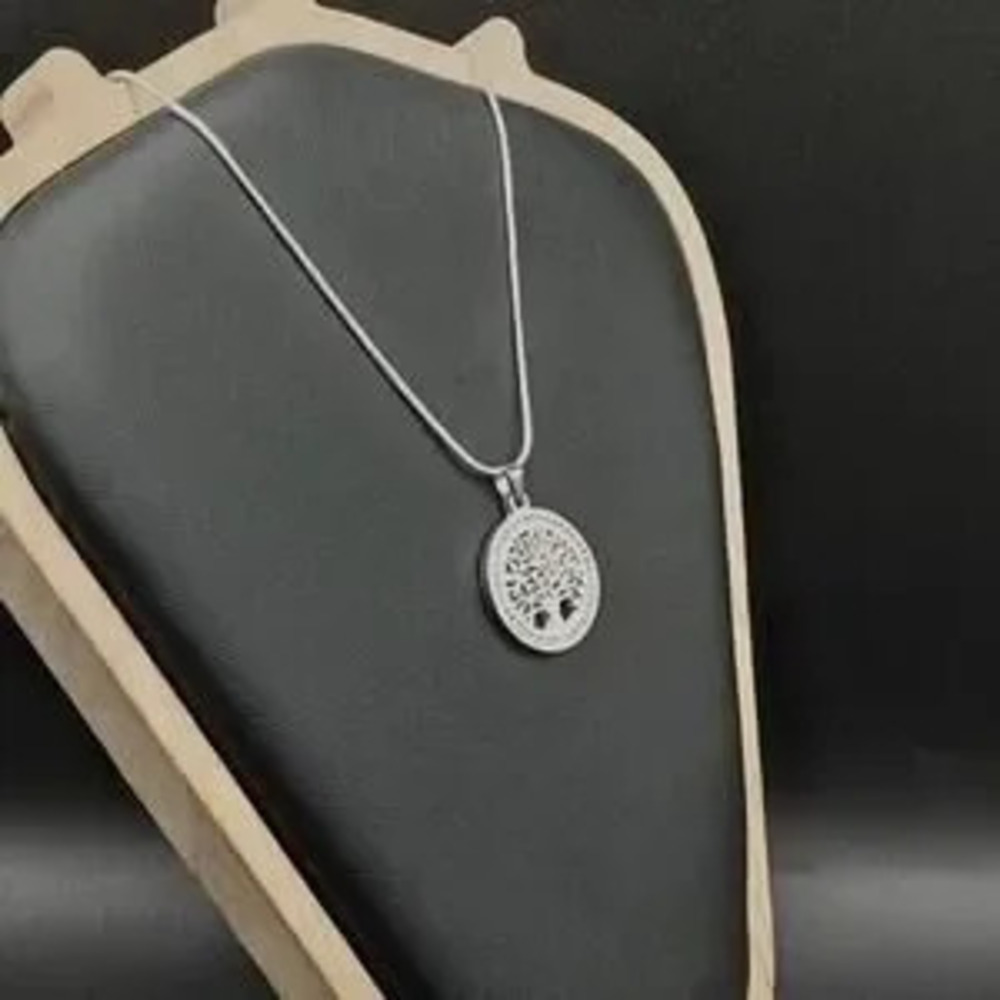 925 Silver Necklace W/ Tree Of Life Pendant CZ Diamonds BOHO Fashion Gift NEW